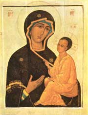 The Tikhvin Icon of the Mother of God. The XVth century