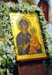 The Tikhvin Icon of the Mother of God, which is kept in the Catholicon of St. Alexander Nevsky